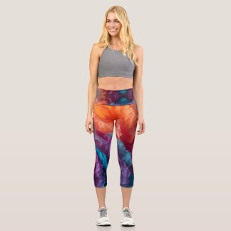 Luminous Abstract Tissue Paper Layers Capri Leggings