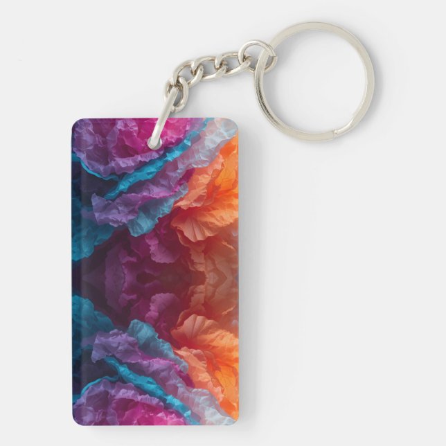 Luminous Abstract Tissue Paper Layers Key Ring (Back)