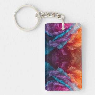 Luminous Abstract Tissue Paper Layers Key Ring