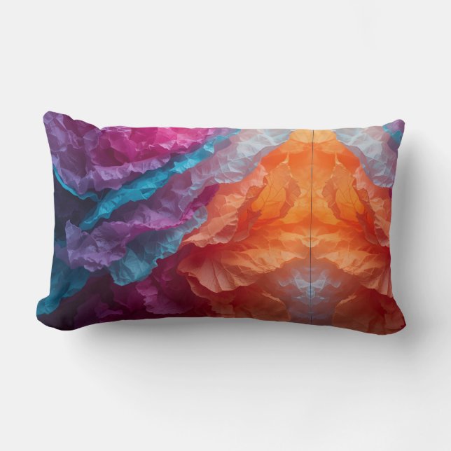 Luminous Abstract Tissue Paper Layers Lumbar Cushion (Front)