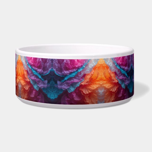 Luminous Abstract Tissue Paper Layers Pet Bowl (Front)