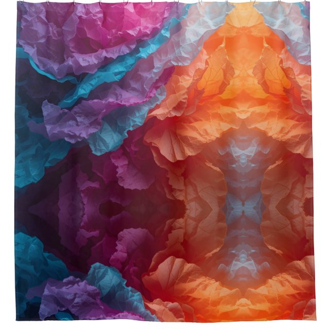 Luminous Abstract Tissue Paper Layers Shower Curtain (Front)