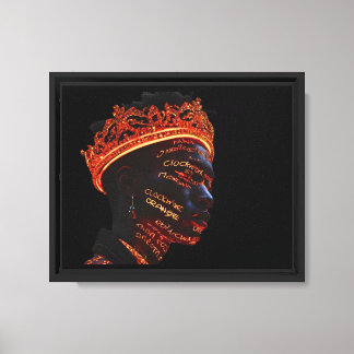 Luminous Afro-Futuristic King with Golden Crown Canvas Print
