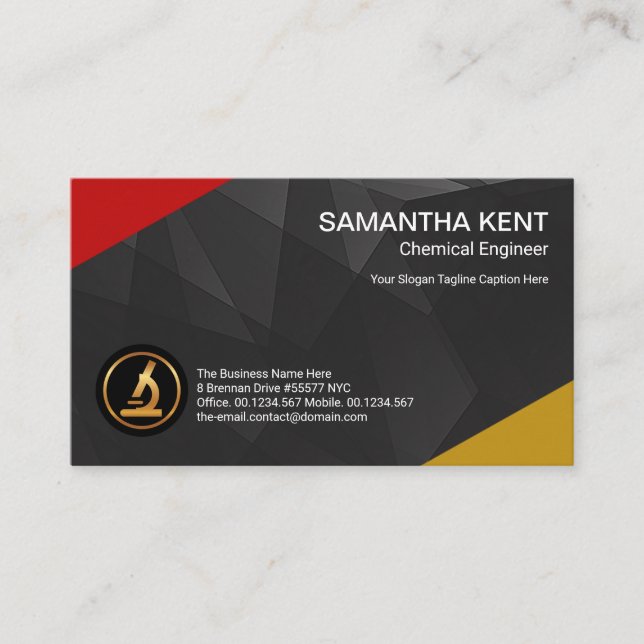 Luminous Black Polygon Crystals Chemistry Business Card (Front)