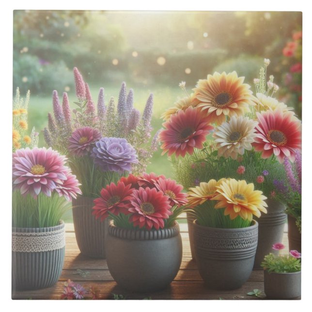 Luminous Bloom Ceramic Tile (Front)