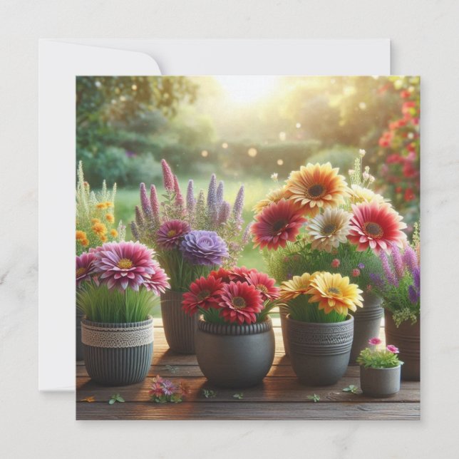 Luminous Bloom Floral Flat Card (Front)