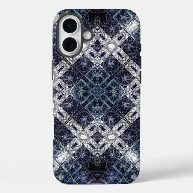 Luminous Blue and White Geometric Lattice Case-Mate iPhone Case (Back)