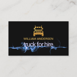 Luminous Blue Lightning Pulse Truck Transport Business Card