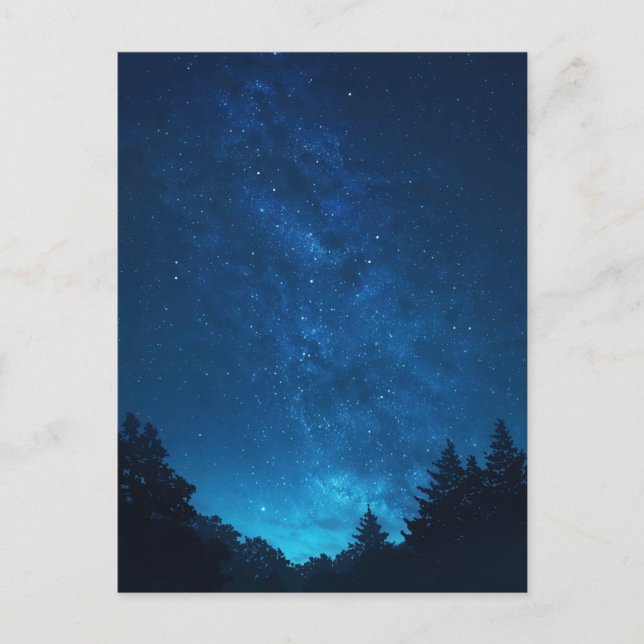 Luminous Blue Milky Way Forest Postcard (Front)