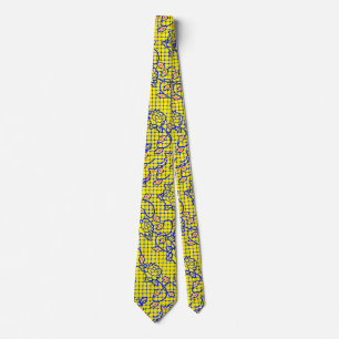 Luminous Blue net w flowers 02b BYellow BG Tie