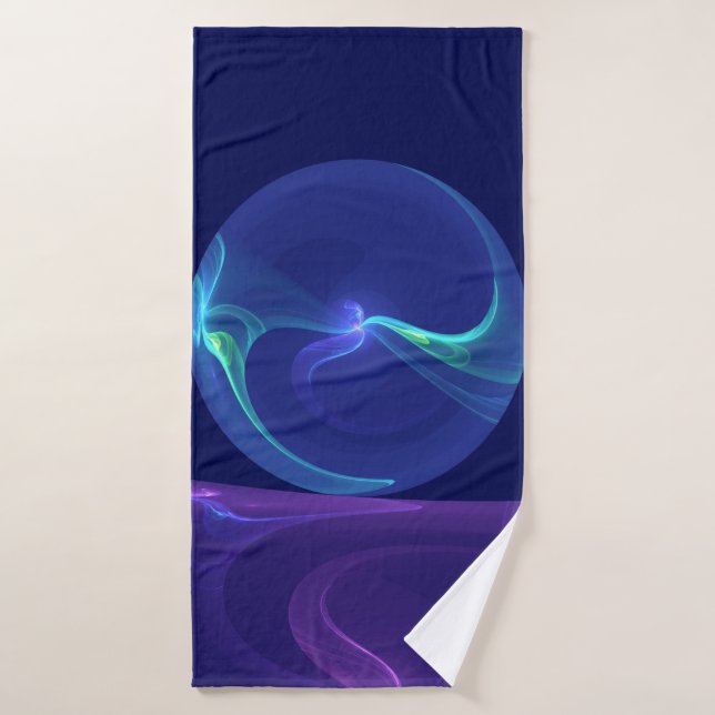 Luminous Blue Purple Dream Abstract Fractal Art Bath Towel (Bath Towel)