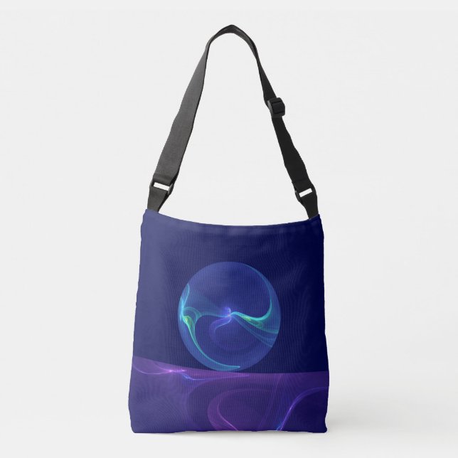 Luminous Blue Purple Dream Abstract Fractal Art Crossbody Bag (Front)