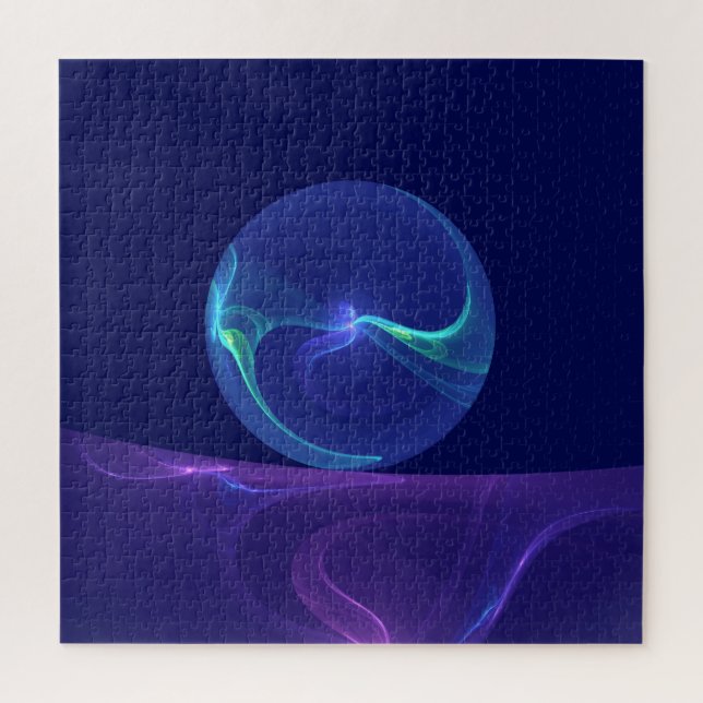 Luminous Blue Purple Dream Abstract Fractal Art Jigsaw Puzzle (Vertical)