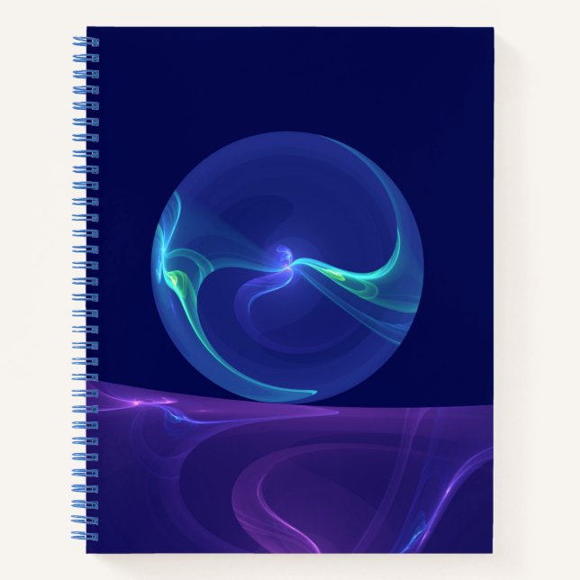 Luminous Blue Purple Dream Abstract Fractal Art Notebook (Front)