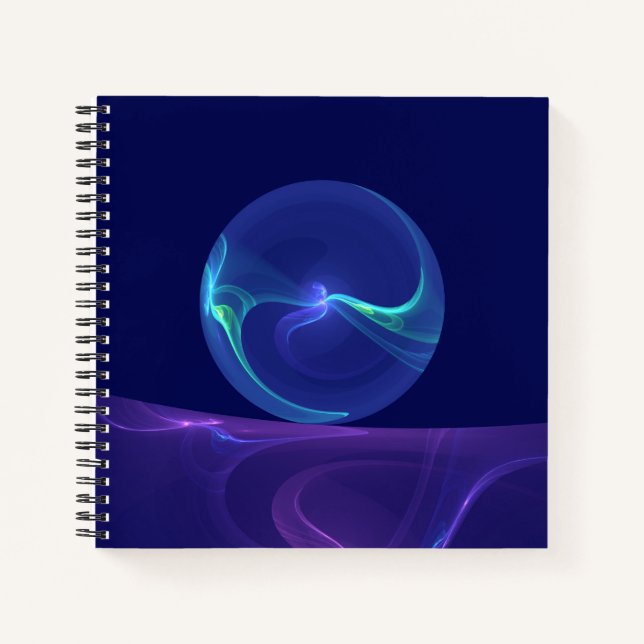 Luminous Blue Purple Dream Abstract Fractal Art Notebook (Front)
