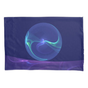 Luminous Blue Purple Dream Abstract Fractal Art Pillowcase
