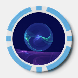 Luminous Blue Purple Dream Abstract Fractal Art Poker Chips