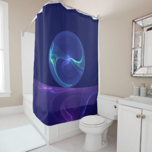 Luminous Blue Purple Dream Abstract Fractal Art Shower Curtain