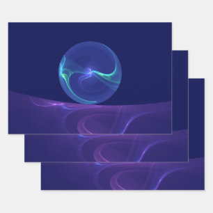 Luminous Blue Purple Dream Abstract Fractal Art Wrapping Paper Sheet