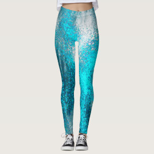 Luminous Blue Sparkles Splatters Leggings