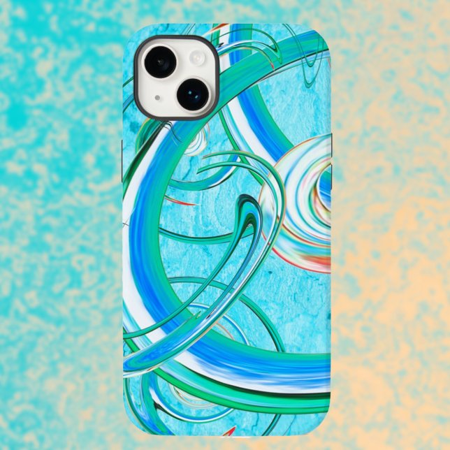 Luminous Blue Swirly Abstract Fractal Pattern Case-Mate iPhone Case (Creator Uploaded)