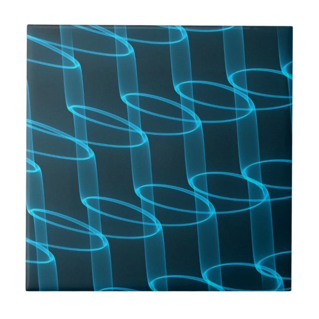 Luminous Blue Wave Pattern Ceramic Tile (Front)