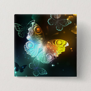 Luminous Butterfly and Night butterflies 15 Cm Square Badge