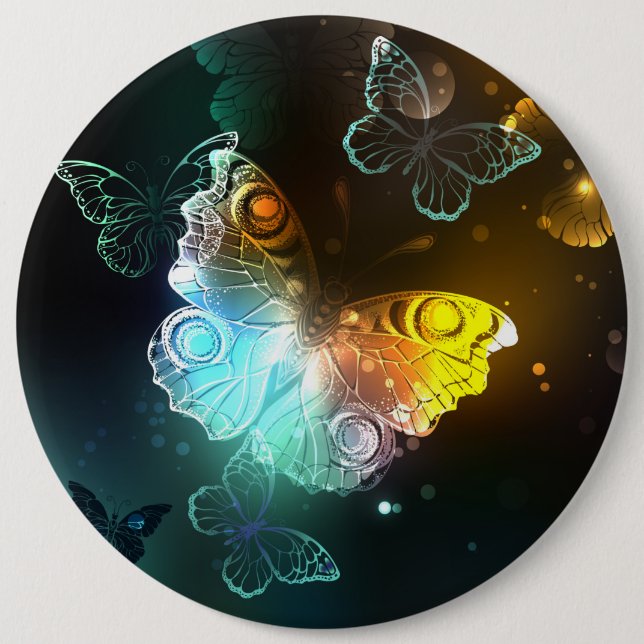 Luminous Butterfly and Night butterflies 6 Cm Round Badge (Front)