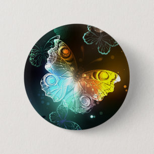 Luminous Butterfly and Night butterflies 6 Cm Round Badge