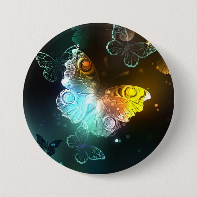 Luminous Butterfly and Night butterflies 7.5 Cm Round Badge (Front)