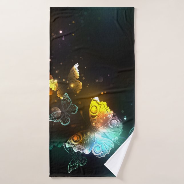 Luminous Butterfly and Night butterflies Bath Towel (Bath Towel)