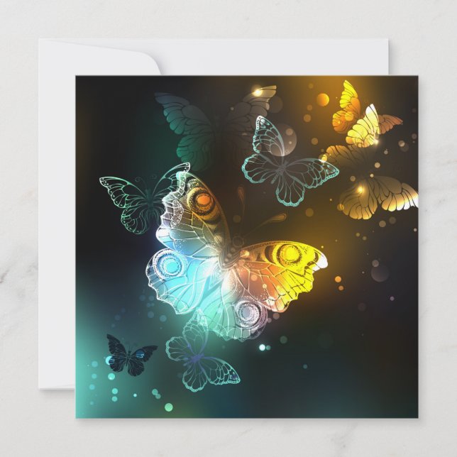 Luminous Butterfly and Night butterflies Card (Front)