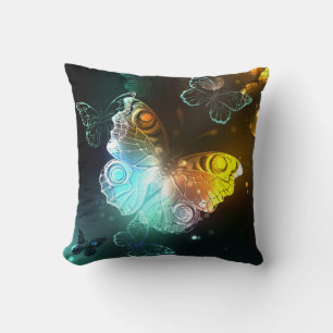 Luminous Butterfly and Night butterflies Cushion
