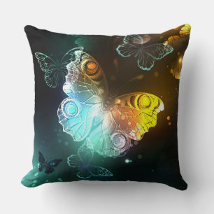 Luminous Butterfly and Night butterflies Cushion