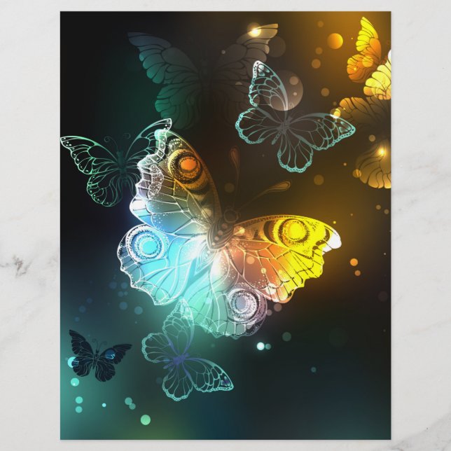Luminous Butterfly and Night butterflies Custom Letterhead (Front)