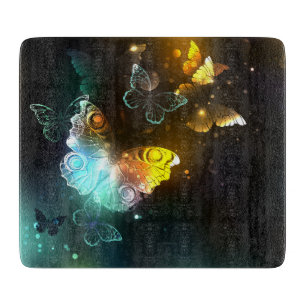 Luminous Butterfly and Night butterflies Cutting Board