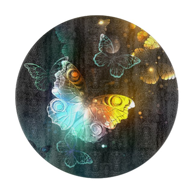 Luminous Butterfly and Night butterflies Cutting Board (Front)