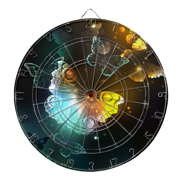 Luminous Butterfly and Night butterflies Dartboard (Front)