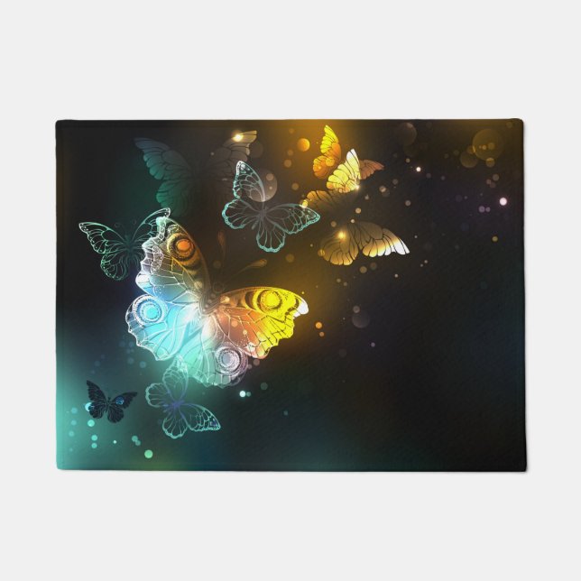 Luminous Butterfly and Night butterflies Doormat (Front)