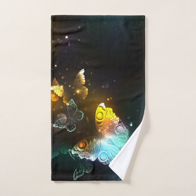 Luminous Butterfly and Night butterflies Hand Towel (Hand Towel)