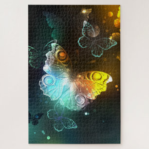 Luminous Butterfly and Night butterflies Jigsaw Puzzle
