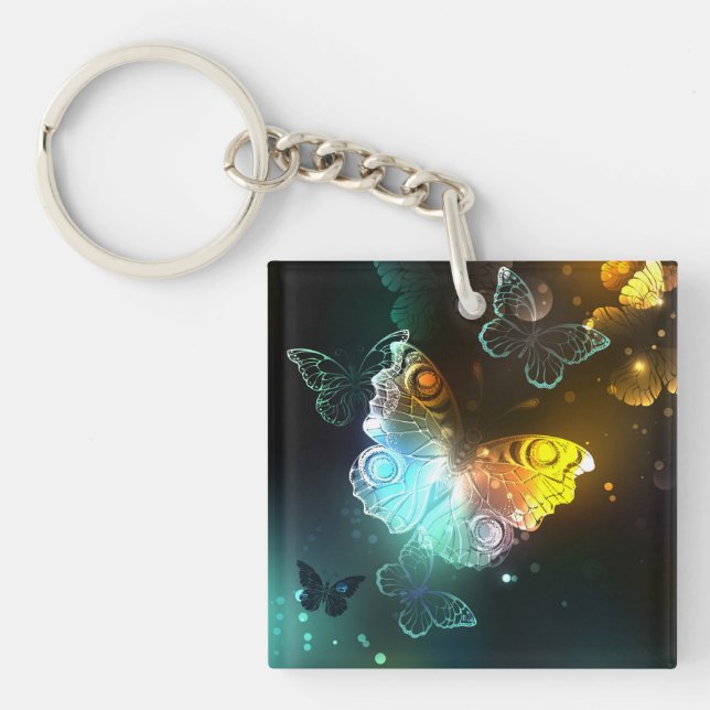 Luminous Butterfly and Night butterflies Key Ring (Front)