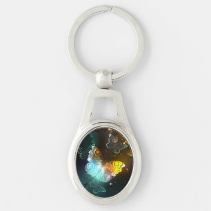 Luminous Butterfly and Night butterflies Key Ring