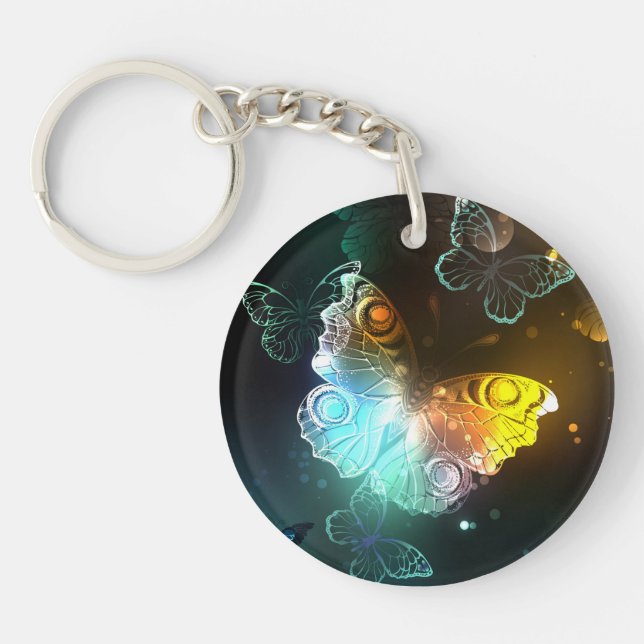 Luminous Butterfly and Night butterflies Key Ring (Front)