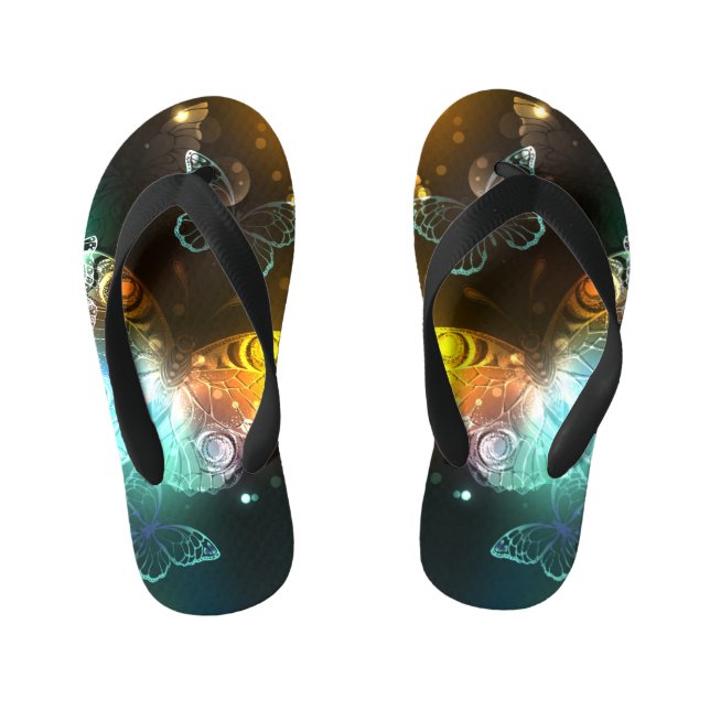 Luminous Butterfly and Night butterflies Kid's Thongs (Footbed)