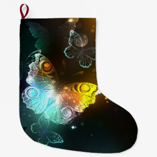 Luminous Butterfly and Night butterflies Large Christmas Stocking