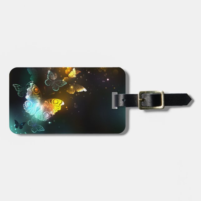 Luminous Butterfly and Night butterflies Luggage Tag (Front Horizontal)