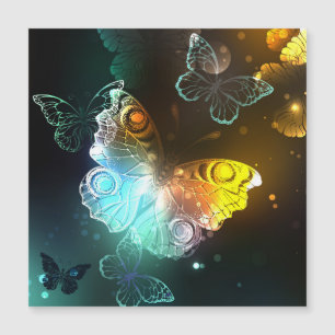 Luminous Butterfly and Night butterflies Magnetic Invitation