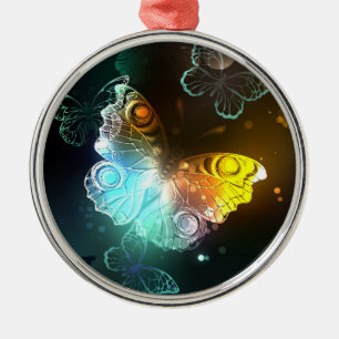 Luminous Butterfly and Night butterflies Metal Ornament