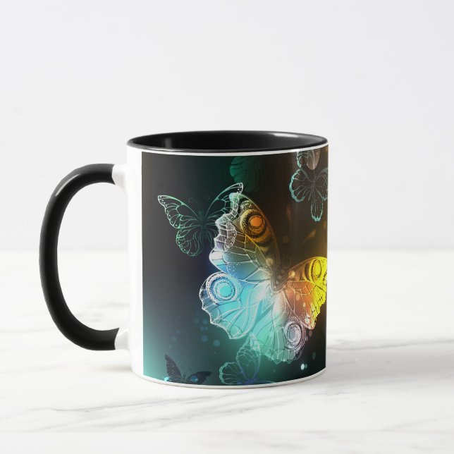 Luminous Butterfly and Night butterflies Mug (Left)